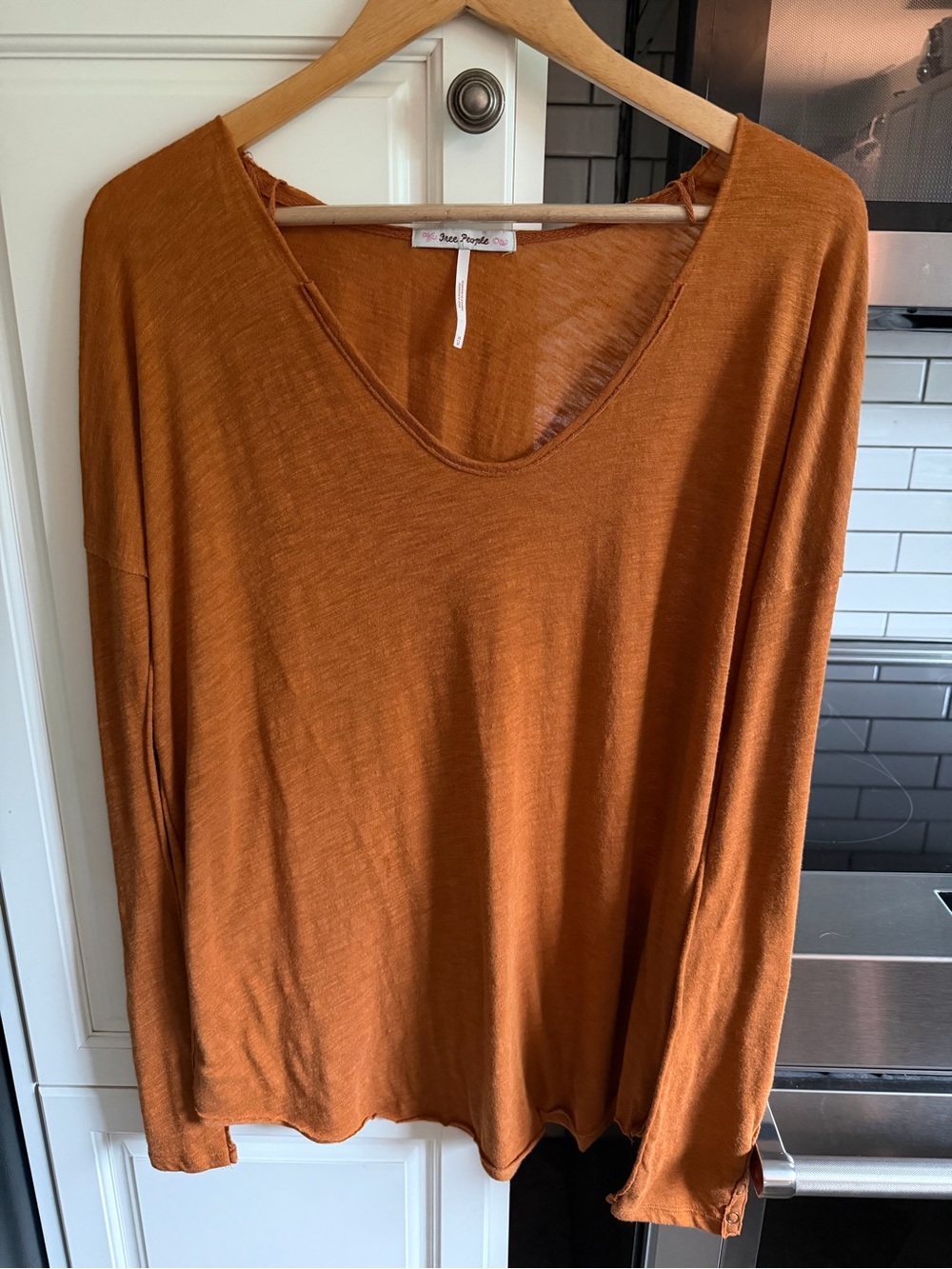 Free People Rust Sienna Snap Sleeve Tee Sz Medium
